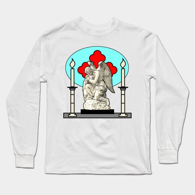 Gothic sad angel at the altar Long Sleeve T-Shirt by Marccelus